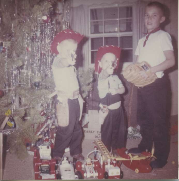 Norwalk, IA, baseball, Iowa History, Holidays, Children, Iowa, christmas tree, christmas, history of Iowa, Portraits - Group, Homes, gun, christmas presents, Schall, Michael