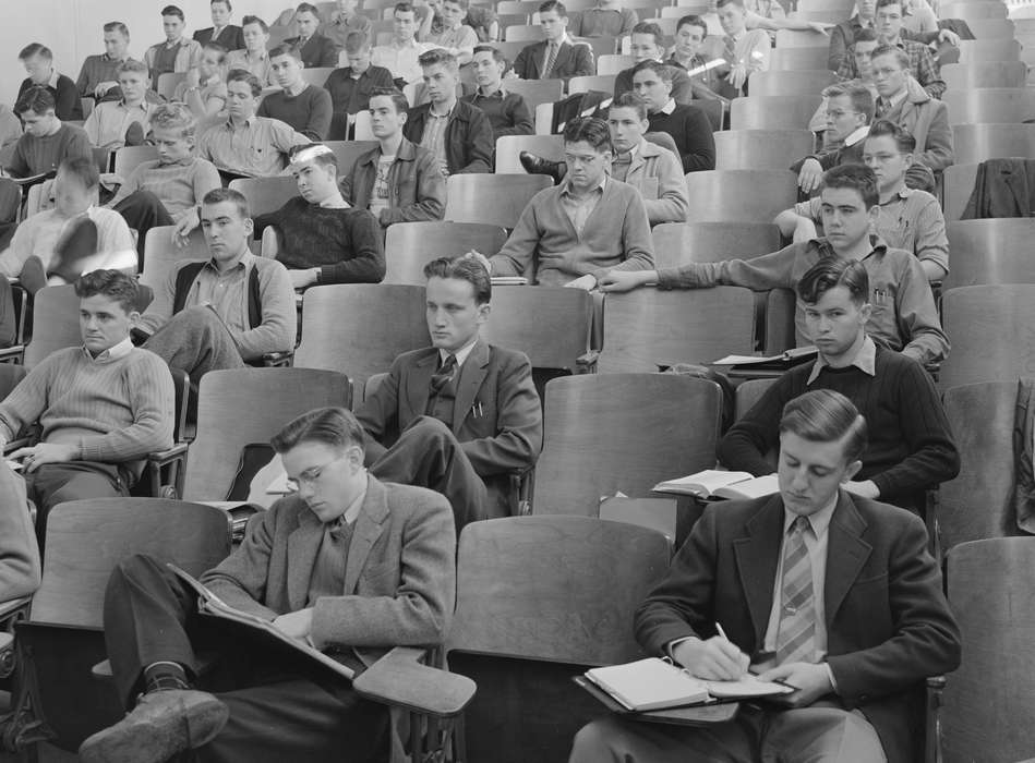 young men, history of Iowa, Iowa History, Library of Congress, classroom, studying, Iowa, students, classmates, Schools and Education