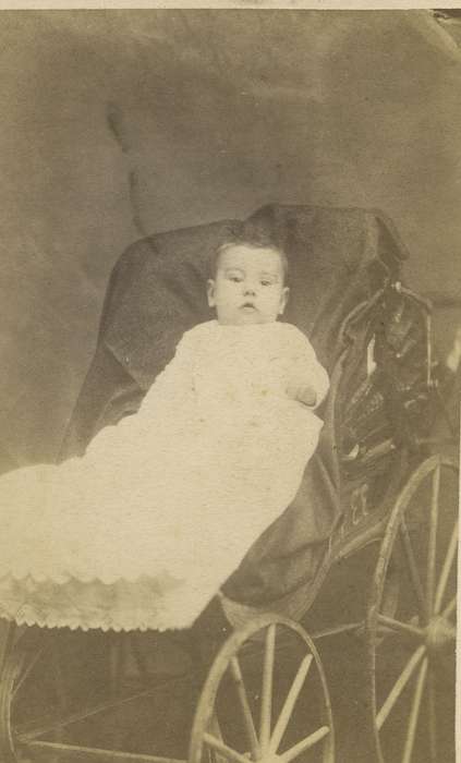 baby, carte de visite, Iowa, Waterloo, IA, baby carriage, Children, Olsson, Ann and Jons, Portraits - Individual, history of Iowa, Iowa History