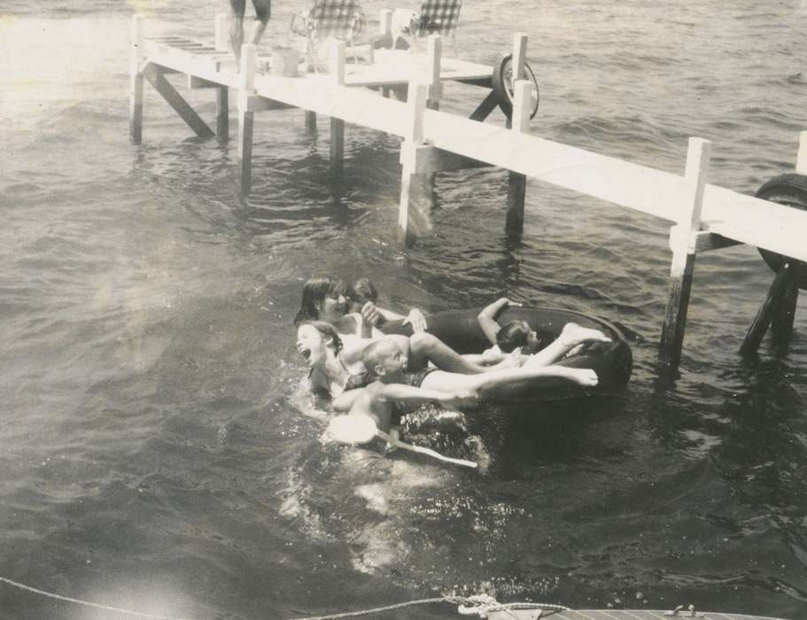 lake, swimming, history of Iowa, dock, tube, Iowa, Lakes, Rivers, and Streams, Hughes, Rick, Children, Outdoor Recreation, Iowa History, Spirit lake, IA