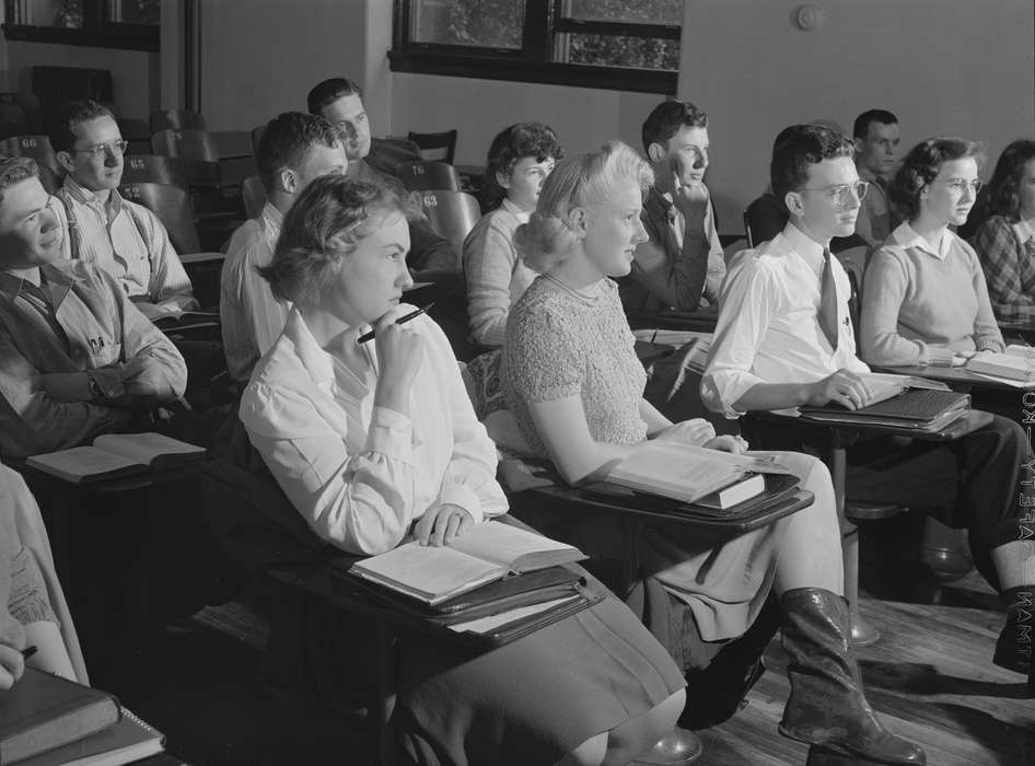 iowa state university, history of Iowa, desks, Iowa History, Library of Congress, classroom, studying, Iowa, classmates, Schools and Education