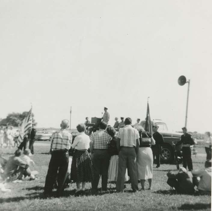 speaker, Iowa History, Iowa, Civic Engagement, flag, assembly, Hughes, Rick, Spirit lake, IA, history of Iowa