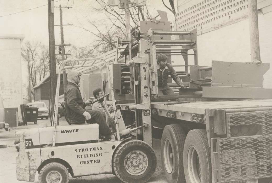 Labor and Occupations, forklift, truck, Motorized Vehicles, Waverly Public Library, Waverly, IA, Iowa, wheel, history of Iowa, Iowa History, people