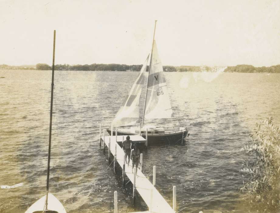 Leisure, Iowa History, Lakes, Rivers, and Streams, dock, Iowa, sailboat, Hughes, Rick, Outdoor Recreation, boat, Spirit lake, IA, history of Iowa