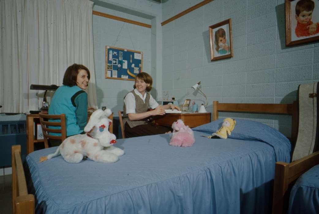 Cedar Falls, IA, history of Iowa, Iowa History, uni, stuffed animal, bed, UNI Special Collections & University Archives, Iowa, dorm room, Schools and Education, university of northern iowa