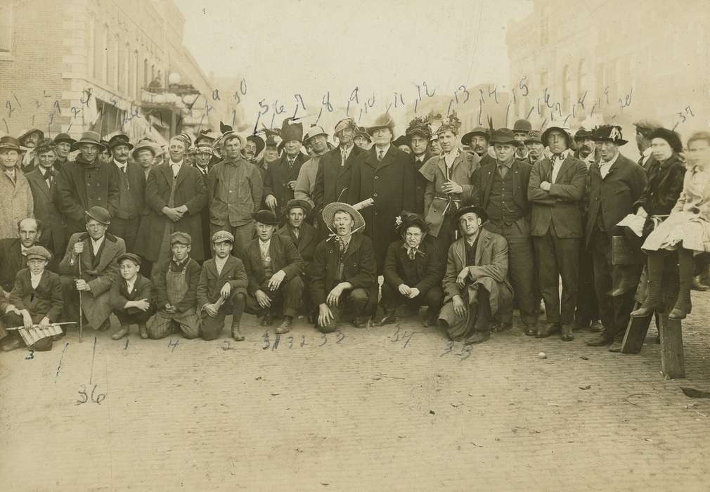 Portraits - Group, history of Iowa, brick road, Iowa History, coat, Iowa, Anamosa, IA, Hatcher, Cecilia
