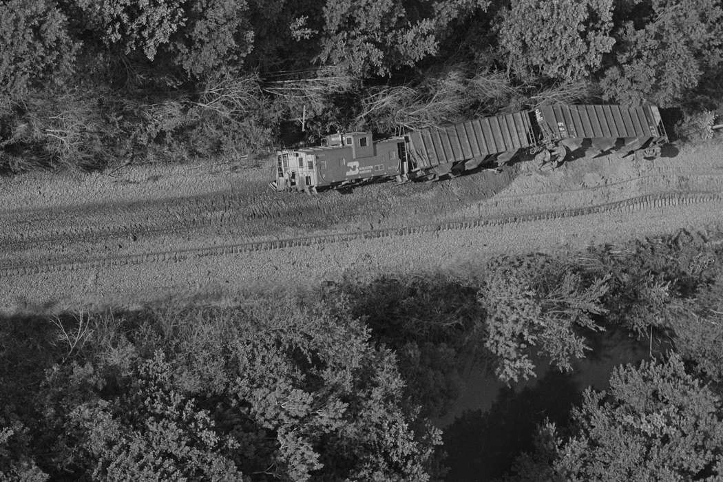 Albia, IA, history of Iowa, Iowa History, Wrecks, Businesses and Factories, Motorized Vehicles, locomotive, accident, railroad, Aerial Shots, Iowa, rail car, Lemberger, LeAnn, train