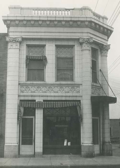 Main Streets & Town Squares, history of Iowa, Iowa History, Businesses and Factories, store, Waverly, IA, Iowa, Cities and Towns, awning, correct date needed, Waverly Public Library