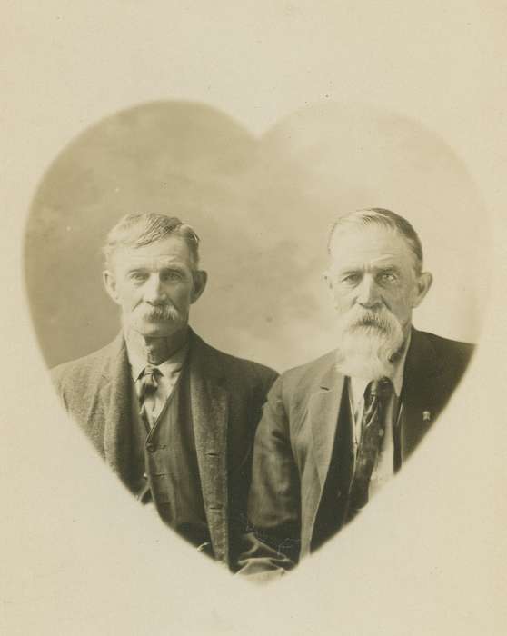 Portraits - Group, vest, lapel pin, men, history of Iowa, Iowa History, watch chain, ties, Colfax, IA, heart, Iowa, Olsson, Ann and Jons