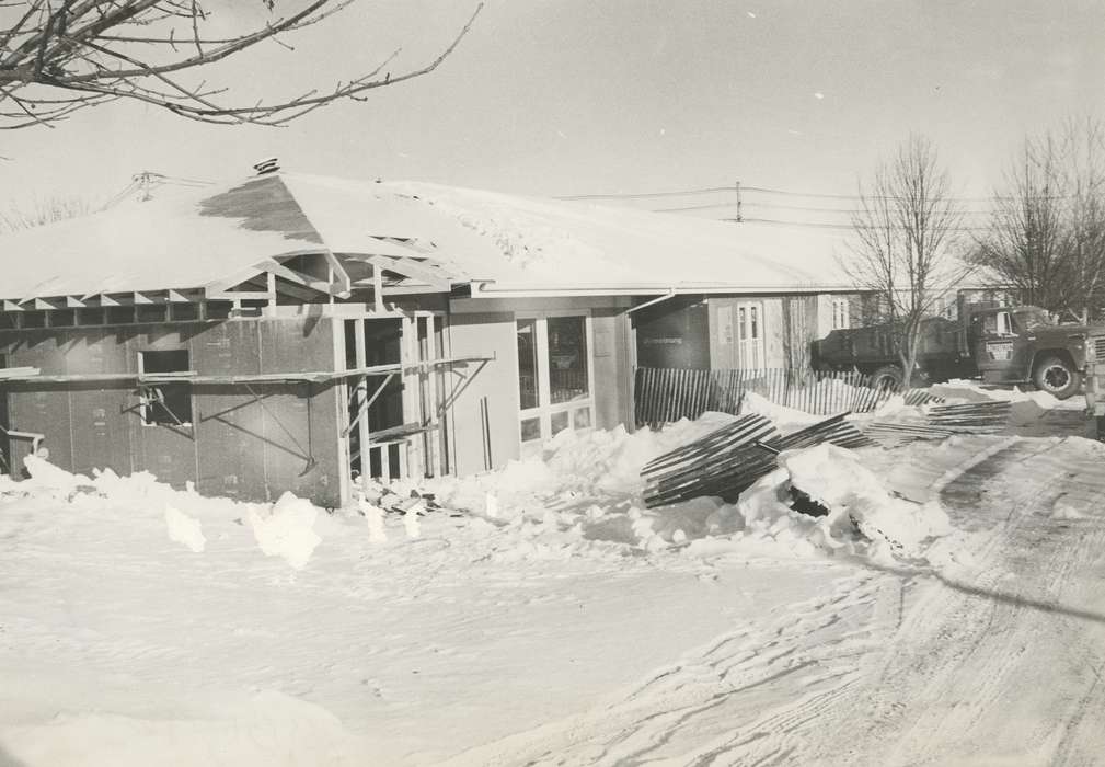 Businesses and Factories, Iowa History, Iowa, Waverly Public Library, Waverly, IA, history of Iowa, snow, construction, Winter