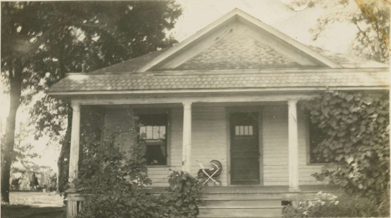 history of Iowa, Iowa History, Woolstock, IA, McCllough, Connie, baby carriage, Iowa, vine, Homes, porch