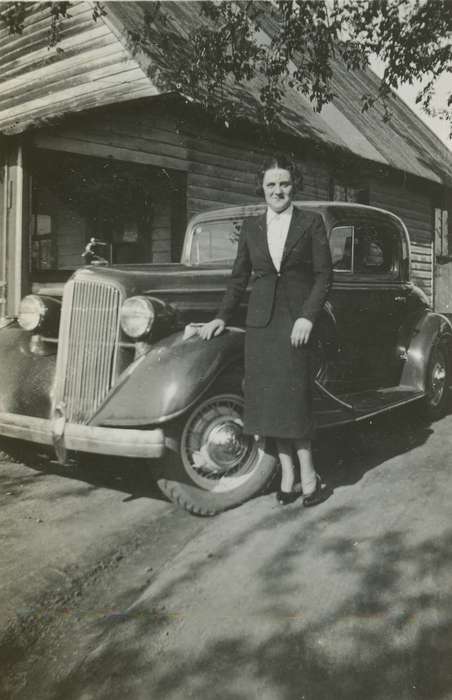 Campopiano Von Klimo, Melinda, history of Iowa, Portraits - Individual, Iowa History, Motorized Vehicles, car, dirt road, Iowa, long skirt, Homes, montenegrin, Des Moines, IA