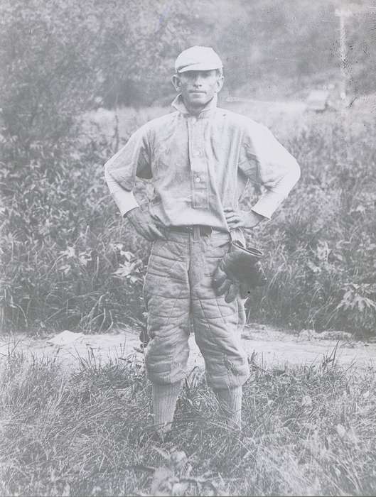history of Iowa, uniform, Iowa History, Rogers, Rose Frantz, long socks, Hills, IA, Iowa, baseball, Sports, hat, Portraits - Individual