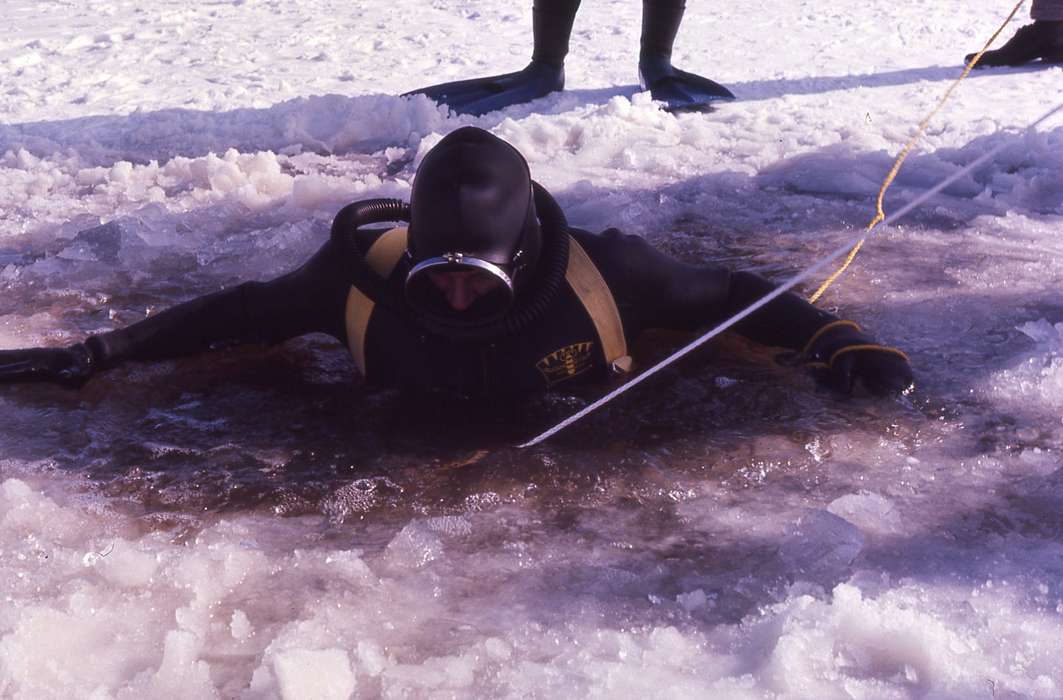 Koscielak, Susan J., Iowa History, scuba, Lakes, Rivers, and Streams, ice, Iowa, Des Moines, IA, Outdoor Recreation, history of Iowa, Winter