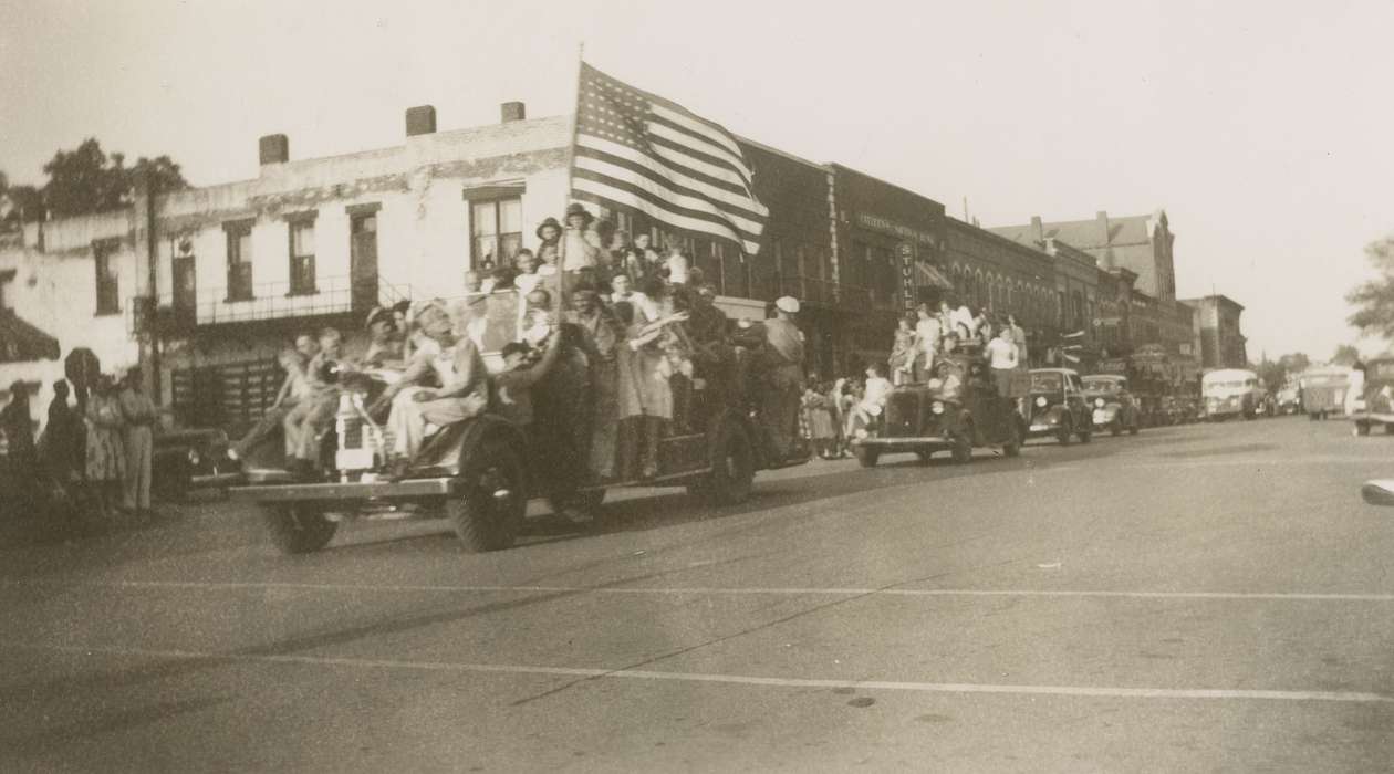 Iowa, american flag, parade, Fairs and Festivals, downtown, Anamosa, IA, Hatcher, Cecilia, history of Iowa, Iowa History