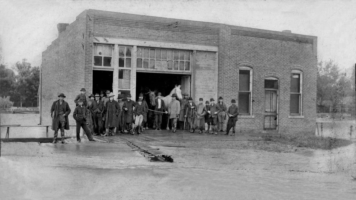 Ottumwa, IA, Floods, fire station, history of Iowa, Lemberger, LeAnn, Animals, Iowa, horse, Iowa History, Portraits - Group