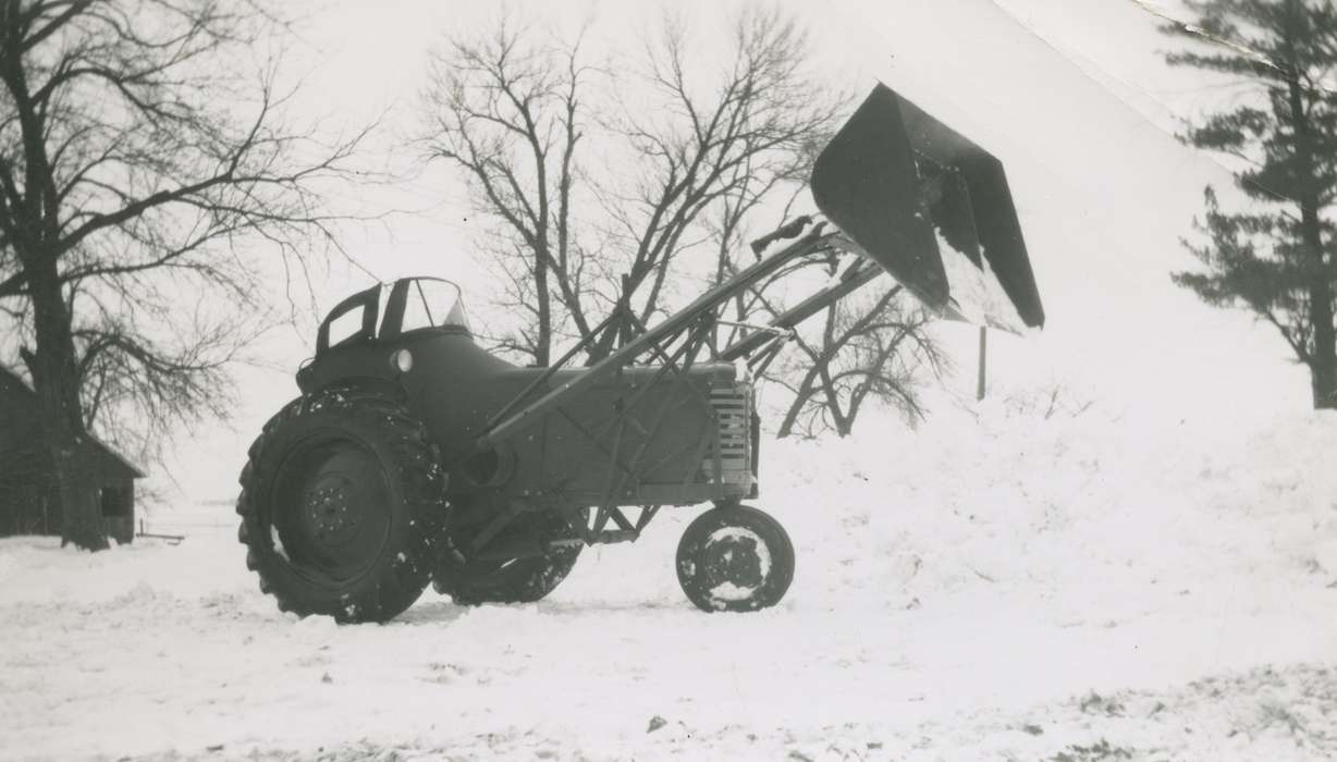 history of Iowa, Iowa History, Winter, Motorized Vehicles, Bull, Ardith, Dysart, IA, tractor, Iowa, snow