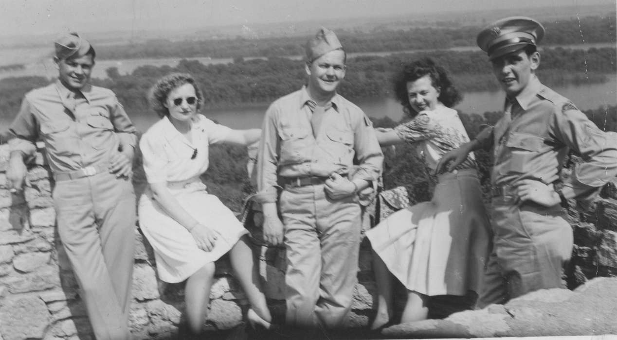 Portraits - Group, Travel, Military and Veterans, history of Iowa, uniform, Schall, Michael, Iowa History, Lakes, Rivers, and Streams, Iowa, McGregor, IA, Leisure