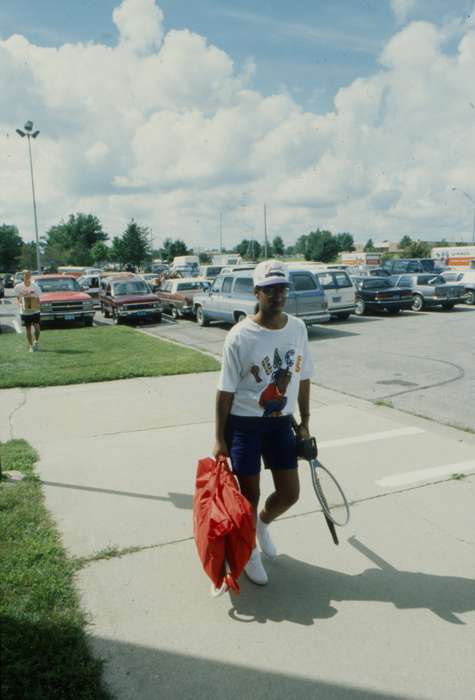 parking lot, Iowa, luggage, UNI Special Collections & University Archives, Schools and Education, uni, van, tennis racket, university of northern iowa, car, People of Color, Cedar Falls, IA, history of Iowa, Motorized Vehicles, Iowa History