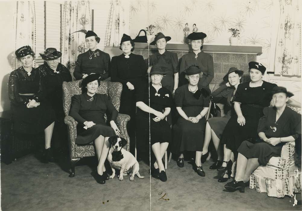 dog, history of Iowa, sorority, iowa state teachers college, Iowa, uni, fashion, Cedar Falls, IA, University of Northern Iowa Museum, hats, Iowa History, university of northern iowa, Portraits - Group, Schools and Education