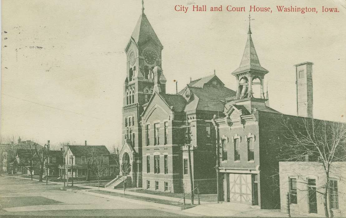 Main Streets & Town Squares, history of Iowa, Iowa History, west main street, courthouse, Dean, Shirley, Washington, IA, Iowa, Cities and Towns, correct date needed