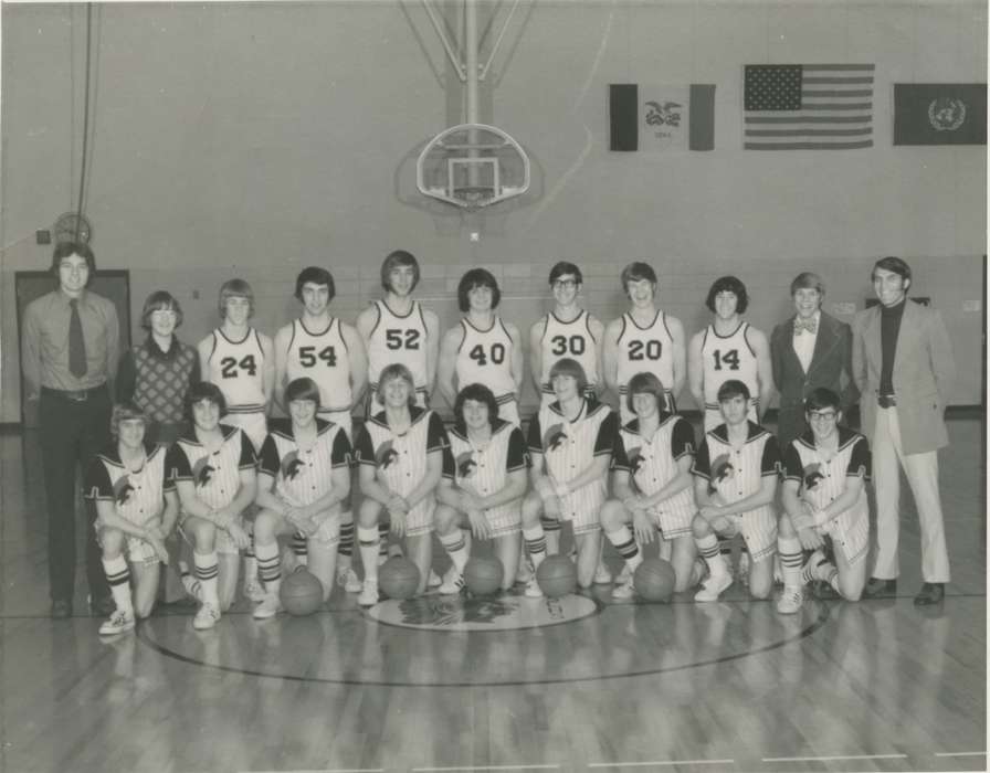 Portraits - Group, history of Iowa, Iowa History, Bohach, Beverly, Sheffield, IA, basketball, uniforms, Iowa, Schools and Education, Sports, team