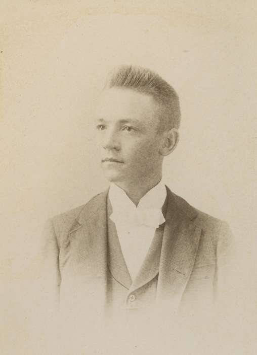vest, bow tie, history of Iowa, Iowa History, man, cabinet photo, Iowa, Olsson, Ann and Jons, Davenport, IA, Portraits - Individual