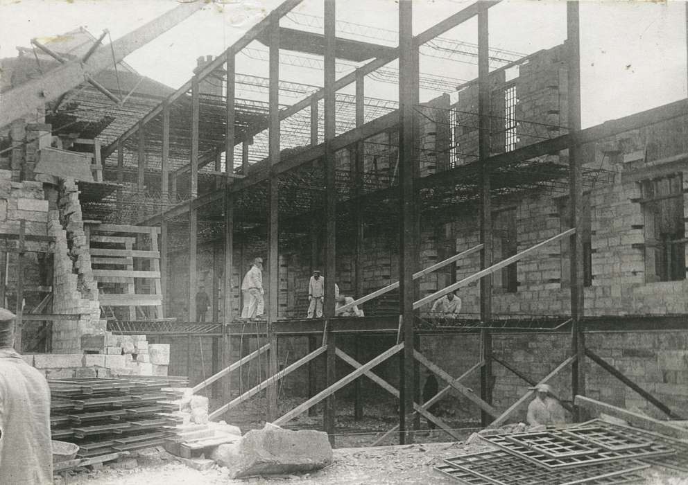 Iowa, construction, Anamosa State Penitentiary Museum, Prisons and Criminal Justice, limestone, scaffolding, anamosa state penitentiary, Anamosa, IA, Labor and Occupations, history of Iowa, Iowa History