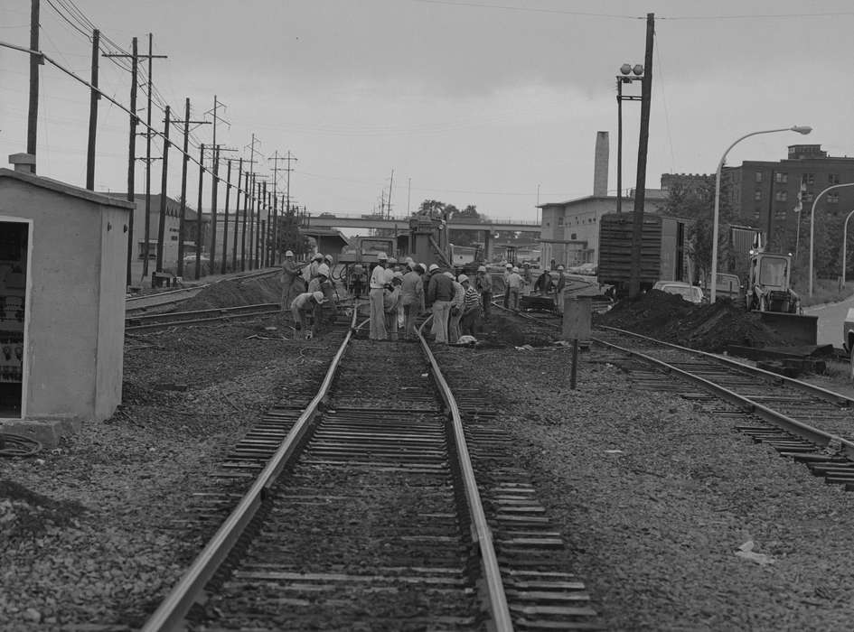 train track, workers, Ottumwa, IA, history of Iowa, Lemberger, LeAnn, railroad worker, Train Stations, Cities and Towns, Iowa, Labor and Occupations, Iowa History, railroad