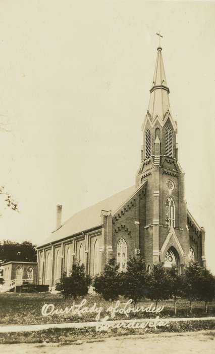 catholic, Religious Structures, history of Iowa, Iowa History, Nibaur, Peggy, Iowa, Cities and Towns, church, Lourdes, IA