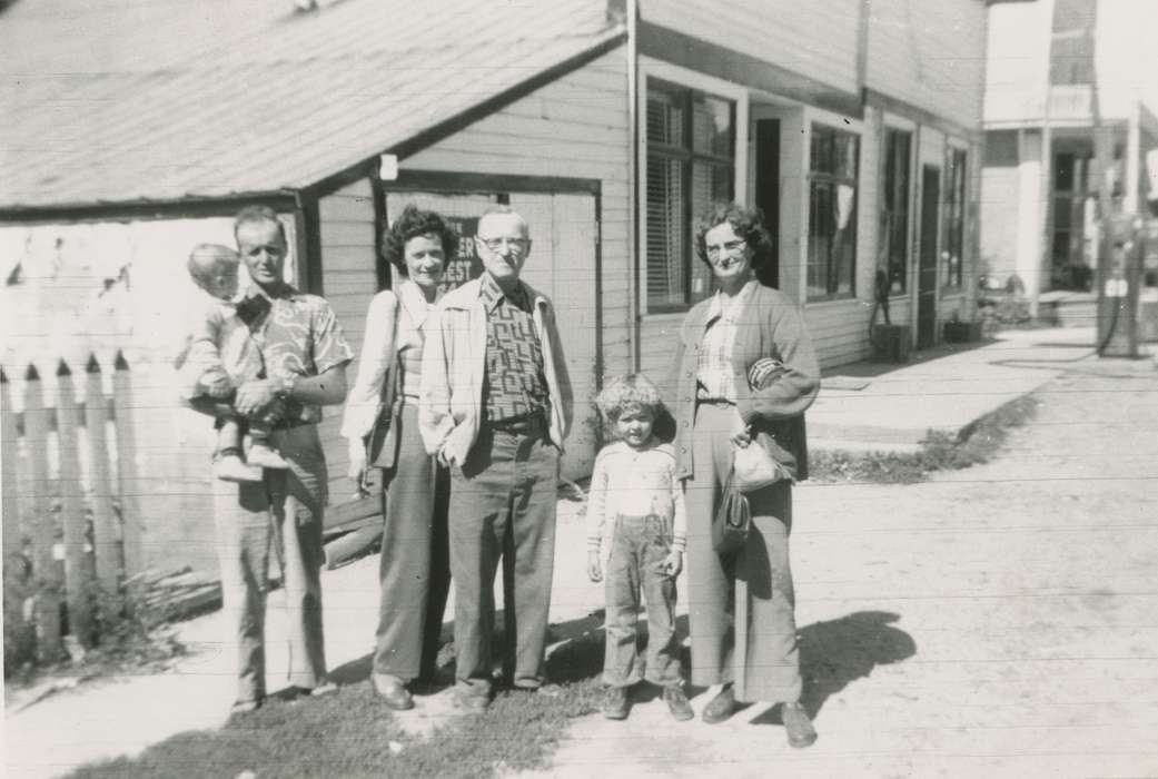 Portraits - Group, toddler, Leisure, Iowa History, Iowa, Burr Oak, IA, Main Streets & Town Squares, fence, history of Iowa, Logsdon, Teryl