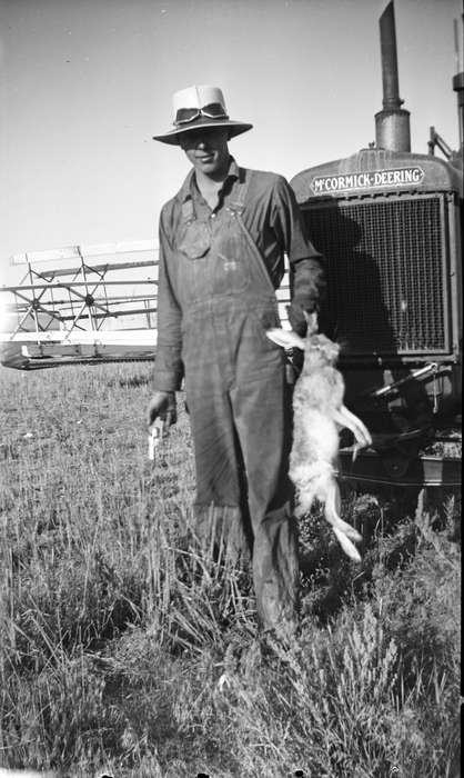 tractor, Farming Equipment, Iowa History, rabbit, Neola, IA, Farms, history of Iowa, Iowa, Portraits - Individual, Animals, Dawson, Kathy, wheat, harvest