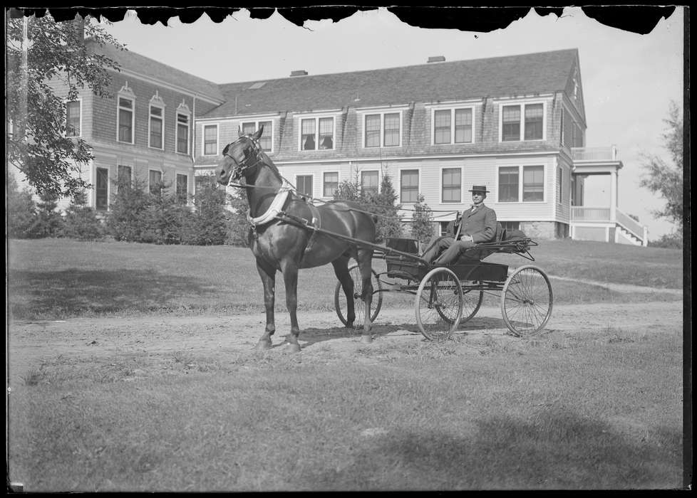 history of Iowa, Iowa History, wagon, man, Storrs, CT, Archives & Special Collections, University of Connecticut Library, Iowa, house, horse