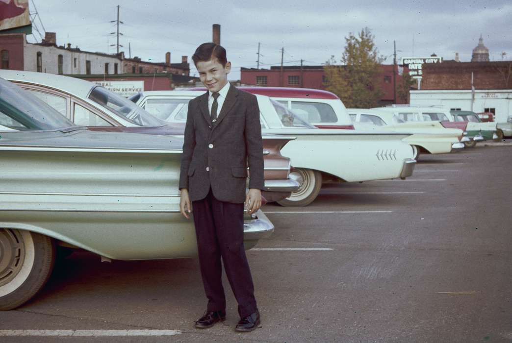 chevy bel air, Campopiano Von Klimo, Melinda, history of Iowa, capitol, Iowa History, Motorized Vehicles, parking lot, Iowa, white wall tire, Des Moines, IA, Children, chevy, suit, Portraits - Individual