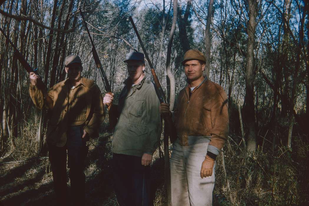 Portraits - Group, history of Iowa, Sack, Renata, IA, Iowa History, gun, Iowa, shotgun, Outdoor Recreation, woods, hunter, hunt, hunting