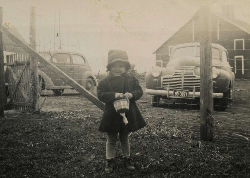 history of Iowa, Iowa History, Barns, car, Holidays, Saathoff, Drucinda, Children, Iowa, easter, Farms, easter basket, Humboldt, IA, Portraits - Individual