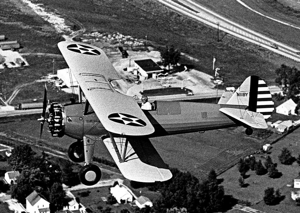 stearman pt-17, history of Iowa, plane, Ottumwa, IA, Entertainment, Iowa History, Motorized Vehicles, airplane, Aerial Shots, Iowa, Lemberger, LeAnn, pilot