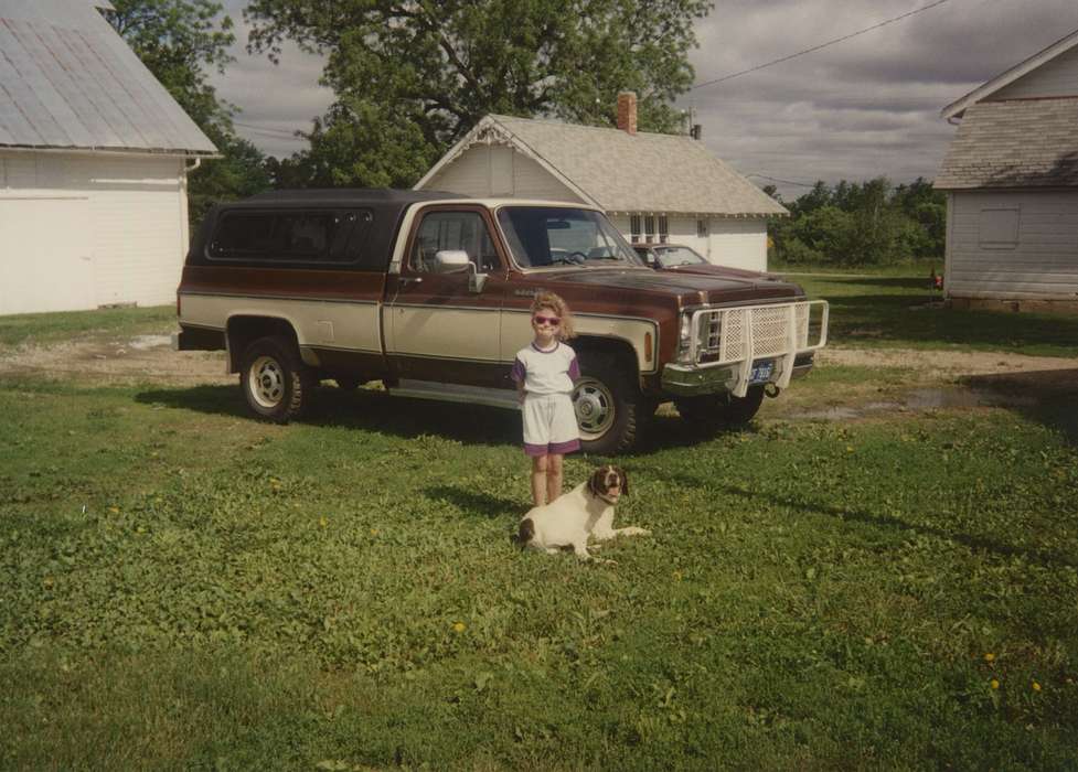 Comer, Lory, history of Iowa, Iowa History, chevy k10, Panora, IA, Motorized Vehicles, truck, Animals, chevrolet, topper, Iowa, single cab, Children, dog