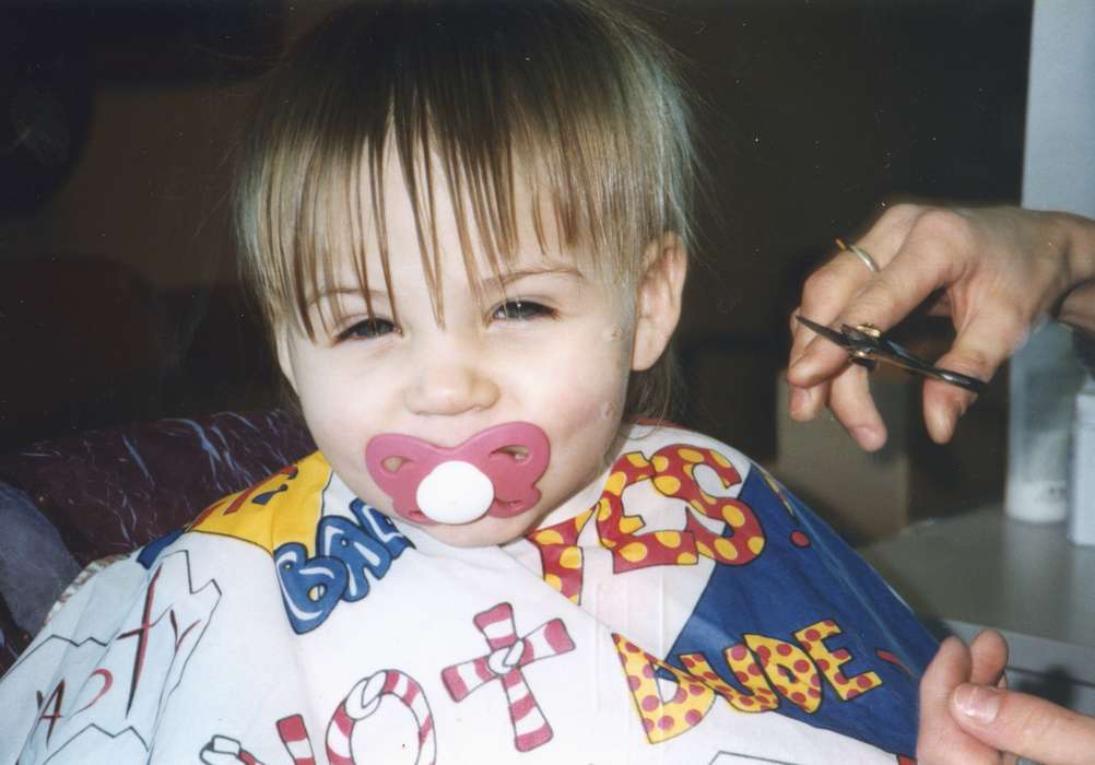 history of Iowa, Iowa History, Sioux City, IA, scissors, haircut, Iowa, pacifier, Lamb, Meghan, Children, binky, Portraits - Individual