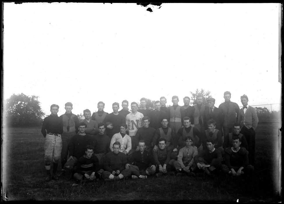 men, uniform, Iowa, Storrs, CT, team, football, Archives & Special Collections, University of Connecticut Library, history of Iowa, Iowa History