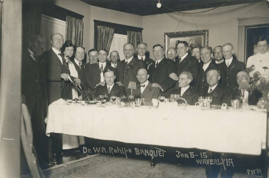 history of Iowa, doctor, outfit, smile, Iowa, Waverly Public Library, Bremer County, IA, Iowa History, Portraits - Group, glasses