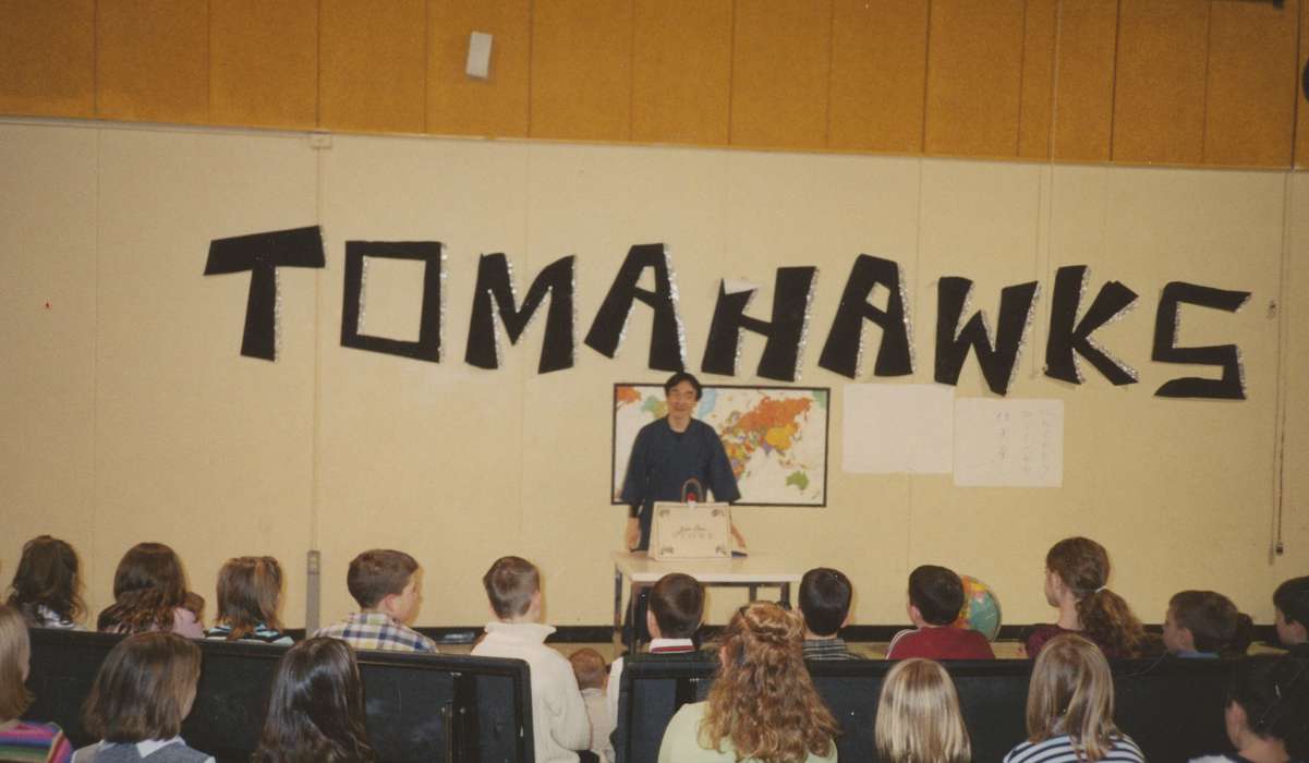 tomahawks, Iowa History, Iowa, Schools and Education, school, elementary, school assembly, Cascade, IA, magic, map, Merritt, Lisa, correct date needed, Children, history of Iowa