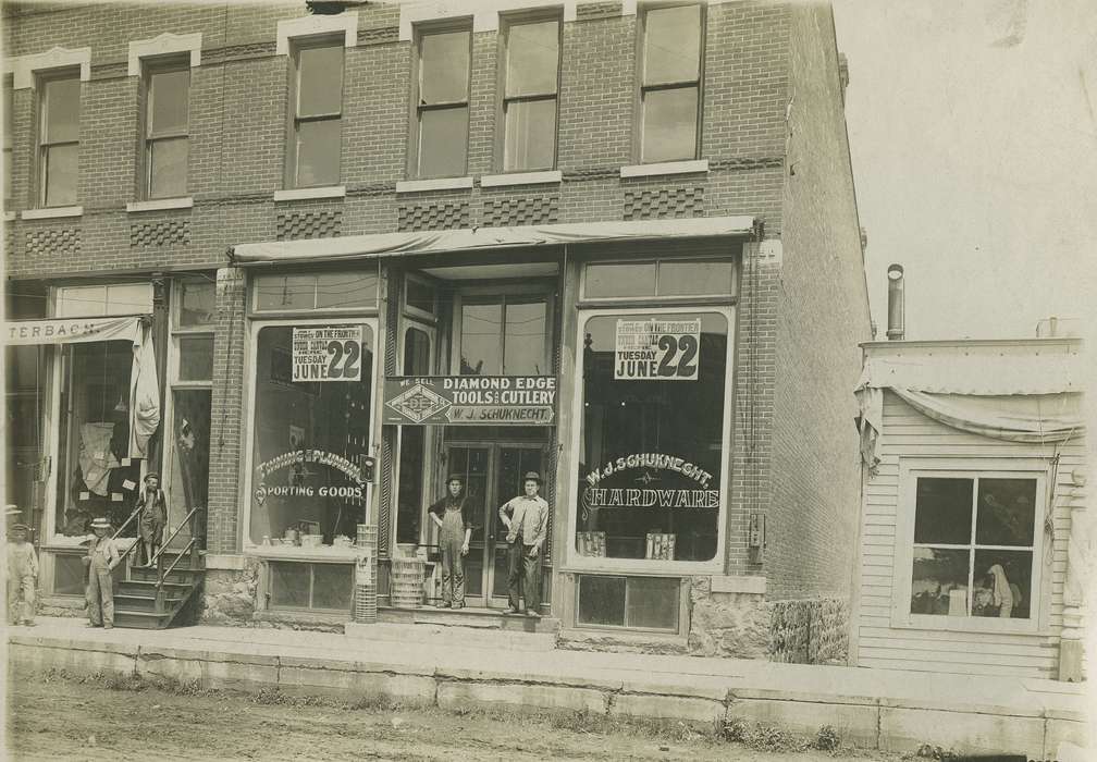 Main Streets & Town Squares, history of Iowa, Iowa History, hardware store, Businesses and Factories, store, Iowa, Cities and Towns, Volker, Kurt, Sumner, IA, Labor and Occupations
