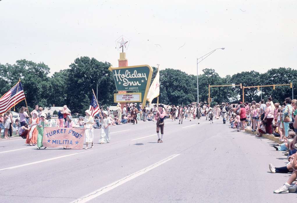 Iowa History, Iowa, Zischke, Ward, IA, flag, parade, holiday inn, hotel, Main Streets & Town Squares, history of Iowa