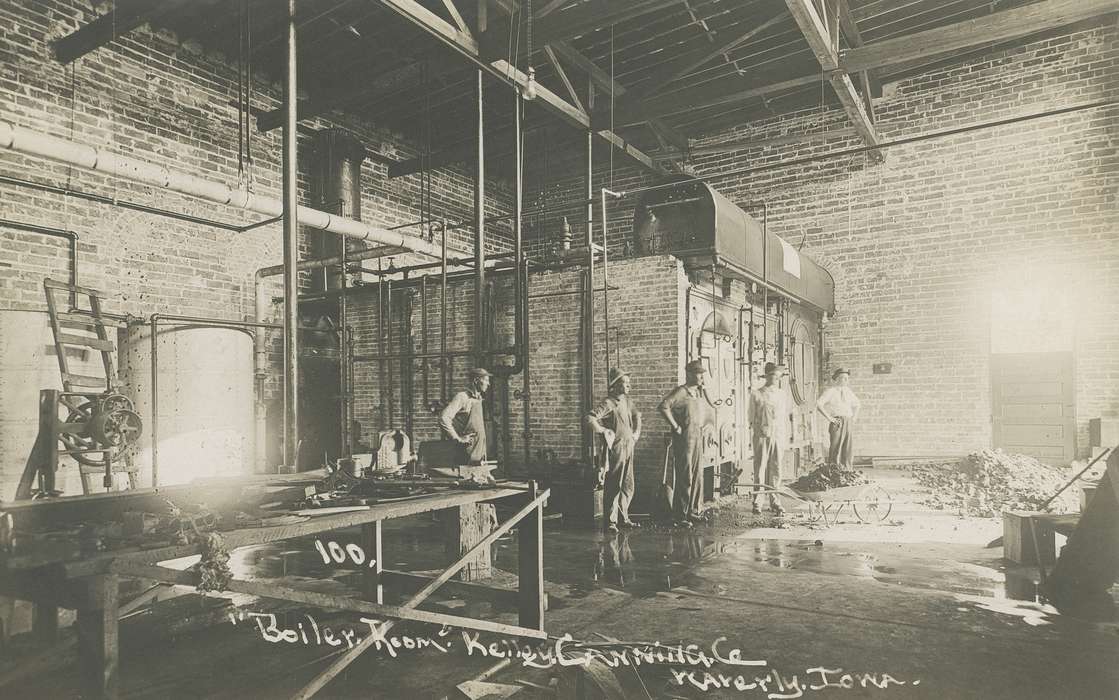history of Iowa, pipeline, workbench, Iowa History, Meyer, Sarah, Businesses and Factories, Waverly, IA, hats, tools, wheelbarrow, Iowa, Labor and Occupations