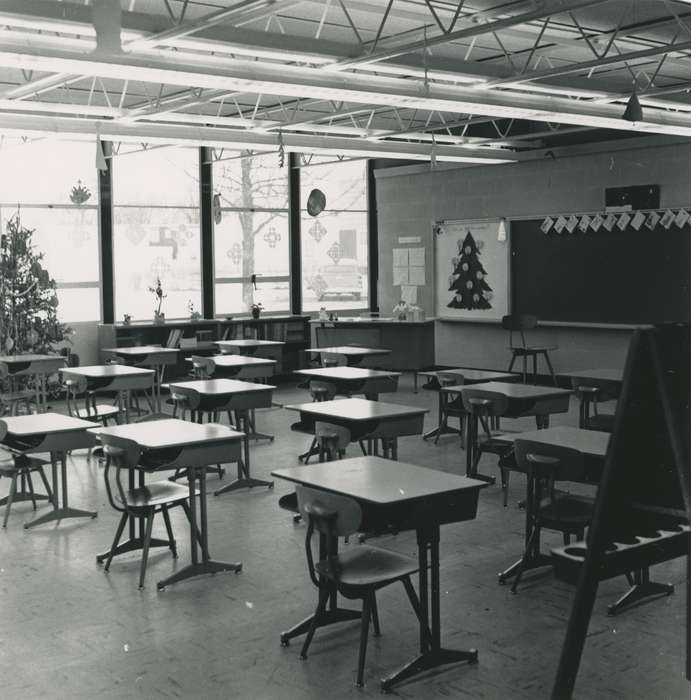 classroom, school, chairs, Iowa History, Waverly Public Library, Iowa, history of Iowa, desks, Schools and Education, IA