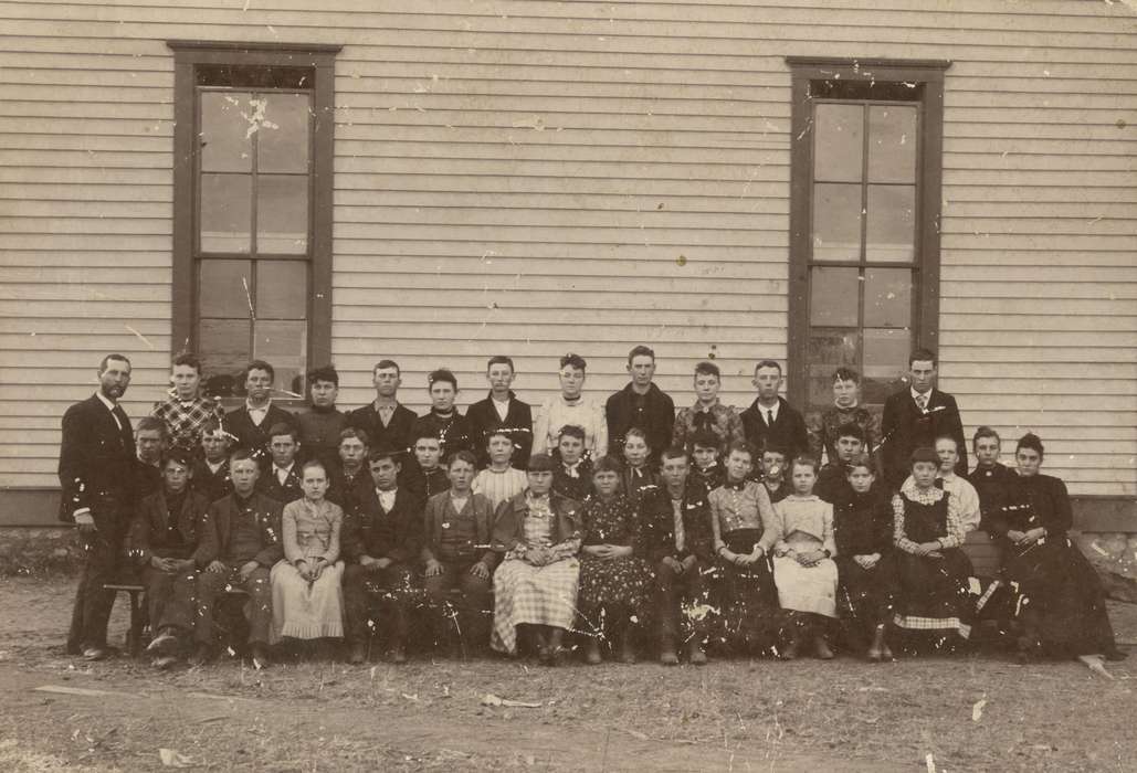 Portraits - Group, history of Iowa, Iowa History, children, teacher, Stater, Connie, Iowa, Schools and Education, Centerville, IA