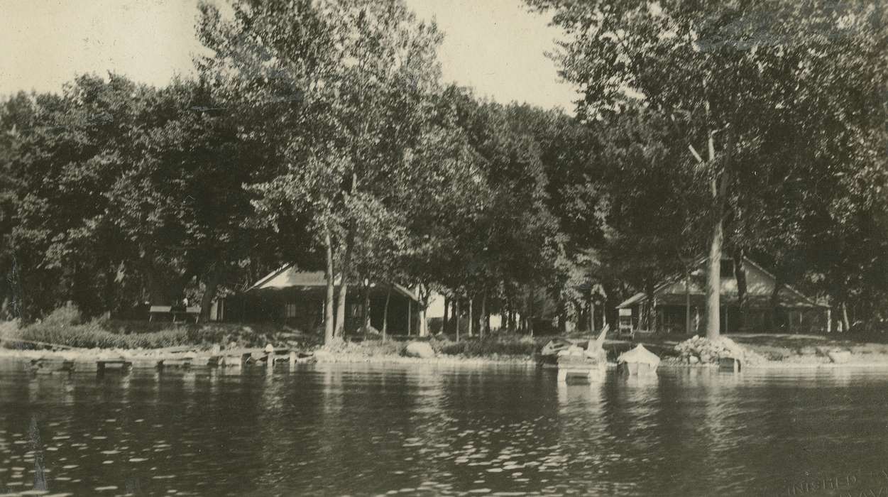 Clear Lake, IA, Lakes, Rivers, and Streams, Iowa History, McMurray, Doug, cottages, Iowa, Landscapes, trees, history of Iowa, lake, dock