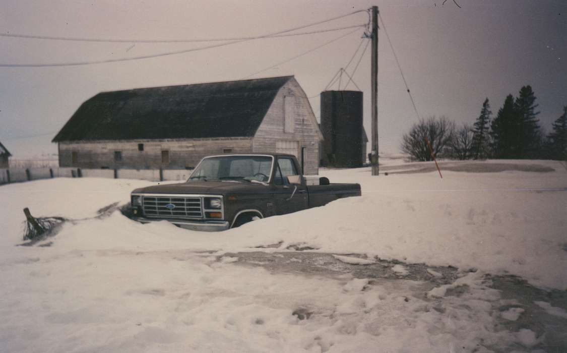 Iowa, ford, truck, barn, Volker, Kurt, snow, Barns, Titonka, IA, Winter, history of Iowa, Motorized Vehicles, Iowa History