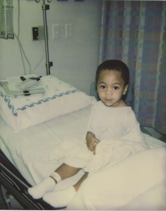 Hospitals, People of Color, african american, Barrett, Sarah, bed, Iowa, history of Iowa, Waterloo, IA, boy, Iowa History, Children, Portraits - Individual